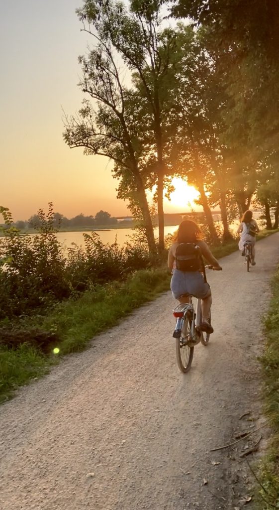 Biking and catching the sunset along the Rhine. Photo credit: Noemi.