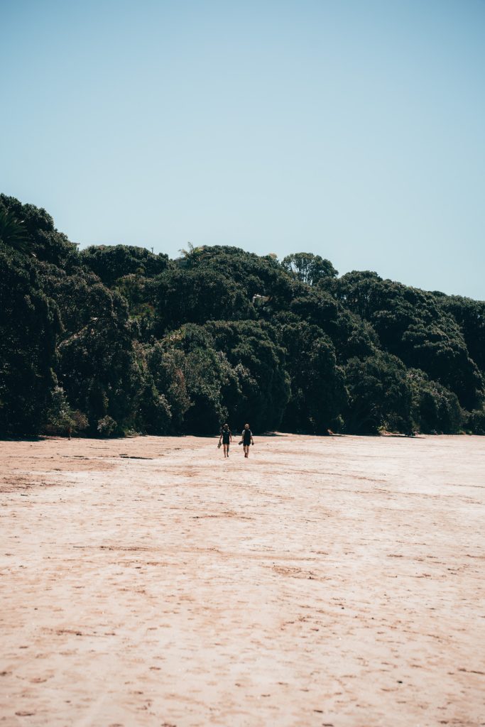 two girls walking along the beach