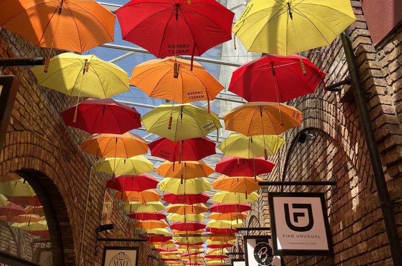 A color umbrella roof in Camden Market, London