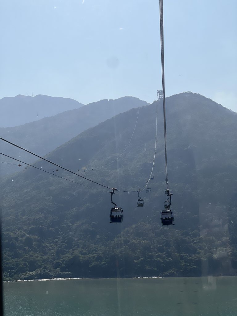 Cable cars over a mountain