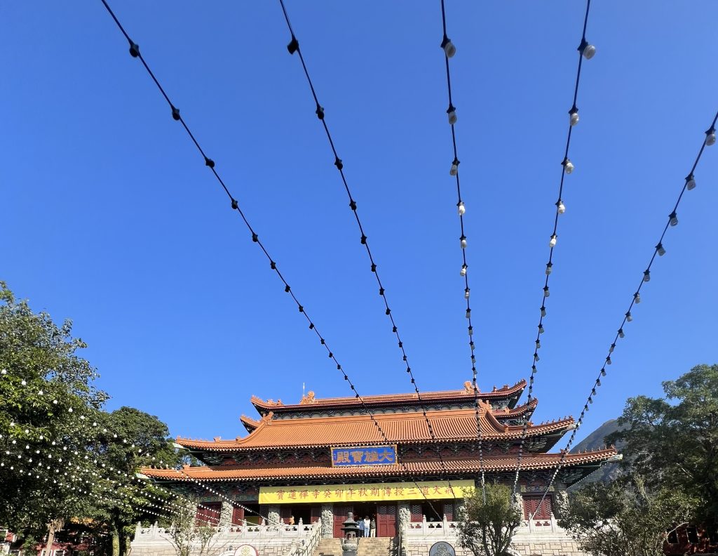 The facade of Po Lin temple in Ngong Ping
