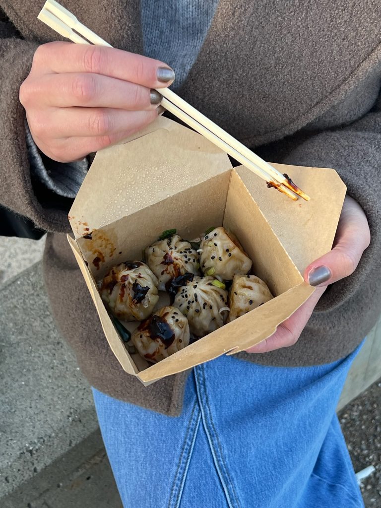 Dumplings i take away-box.